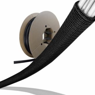((s)) Standard Kabel Geflechtschlauch selbstschließend, dünn, aus gewebtem Polyamid, von LTC, Durchmesser: 1 - 1,3cm, Farbe: Schwarz, nachträgliches Anbringen am Kabel möglich